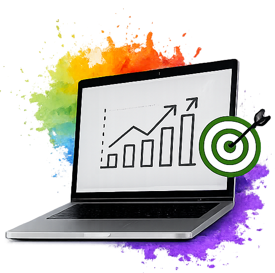 Laptop showing business growth analytics