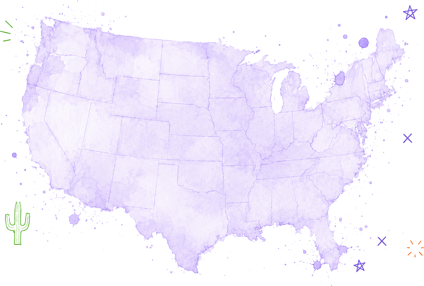 Map showing client locations across the United States
