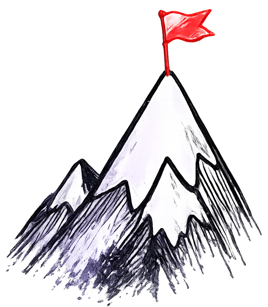 Flag on top of a mountain