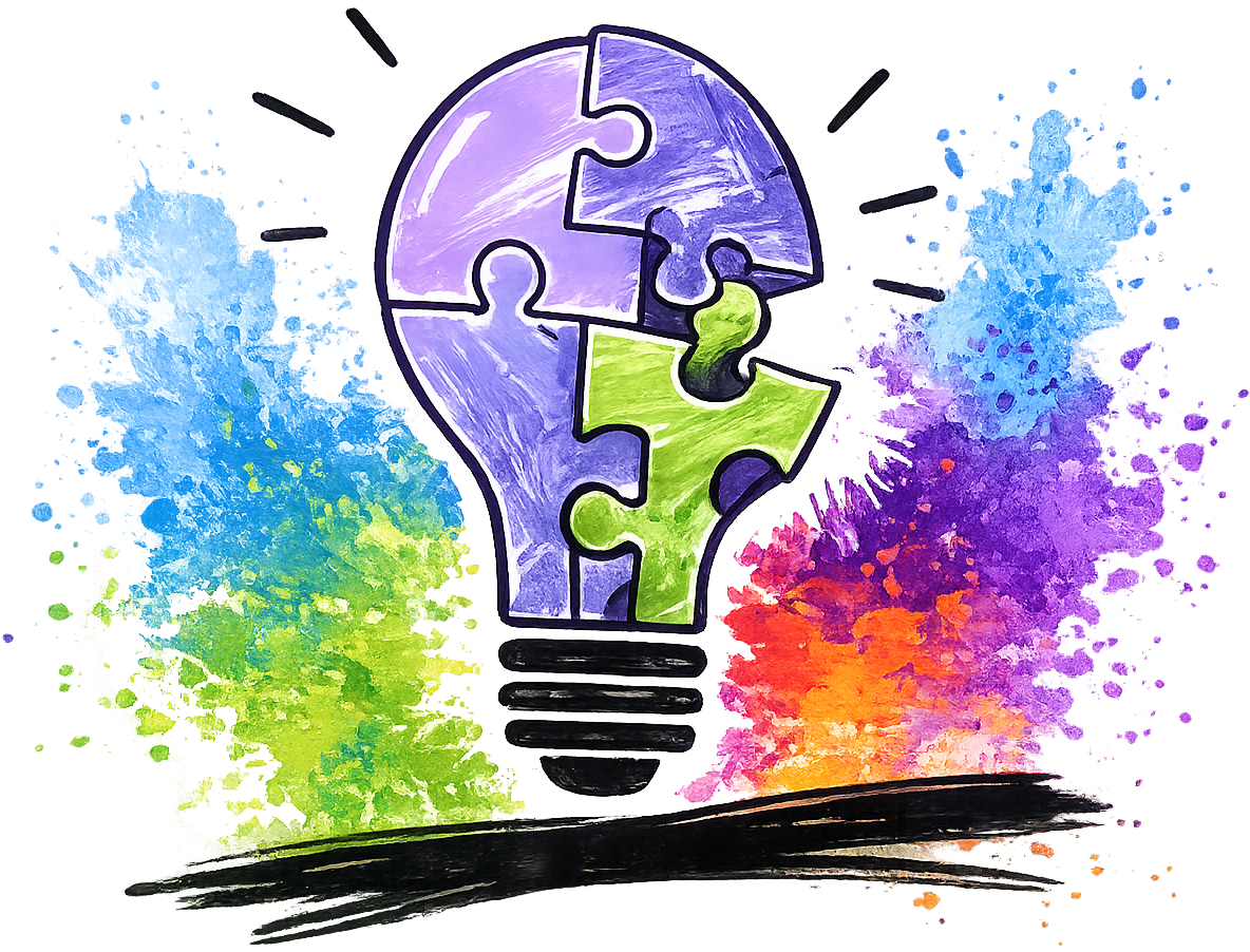 Creative lightbulb made from puzzle pieces